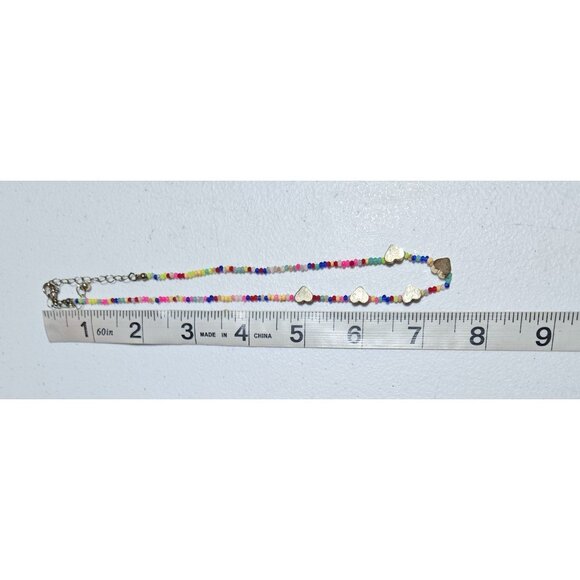 Boho Colorful Beaded Necklace Gold Tone Heart Accents Love Gift Jewelry Women - Picture 5 of 6